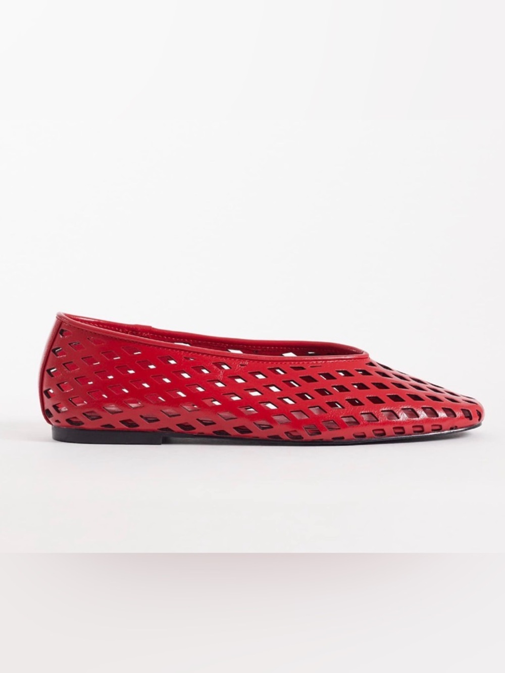 ASOS Red Laser Cut Ballet Flats | Pointed Toe | Statement Chic Flat